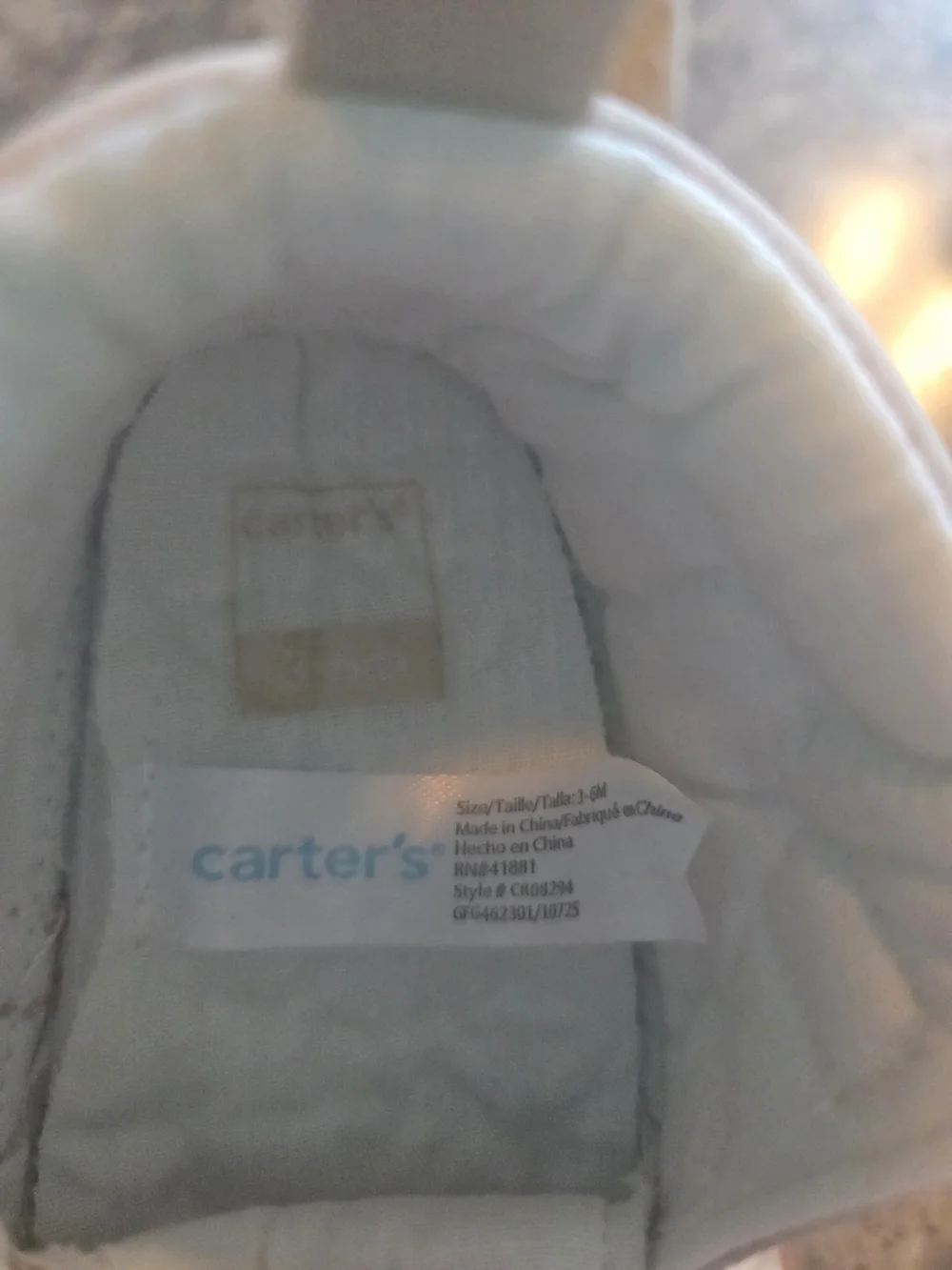 Carter's Beige Canvas Baby Velcro Shoes